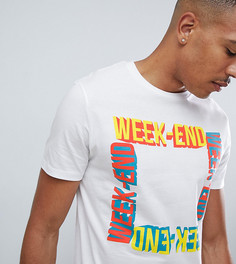 Белая футболка с надписью weekend Burton Menswear Tall - Белый