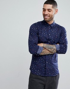 Темно-синяя узкая рубашка с принтом PS by Paul Smith - Темно-синий