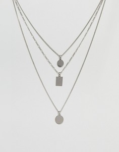 Серебристое ярусное ожерелье с геометрическими подвесками ALDO - Серебряный