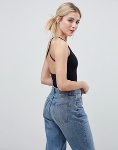 Боди с перекрестными бретельками Monki - Черный