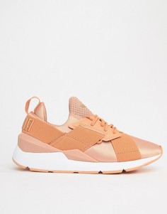 Розовые кроссовки с атласной отделкой Puma - Розовый