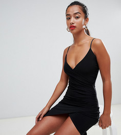 Черное платье мини с запахом Missguided petite - Черный