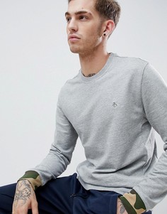 Серый свитшот с камуфляжными манжетами, круглым вырезом и молнией Original Penguin - Серый
