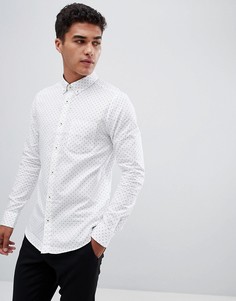 Белая оксфордская рубашка в горошек с длинными рукавами Burton Menswear - Белый