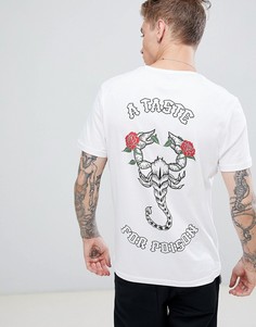 Белая футболка с принтом скорпиона на спине Brooklyn Supply Co - Белый