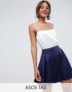 Мини-юбка со складками ASOS DESIGN Tall - Темно-синий