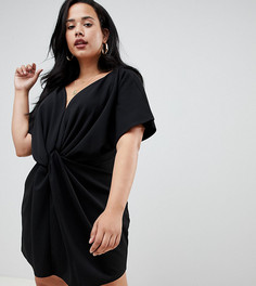 Черное платье мини с перекрученной отделкой и рукавами-кимоно Boohoo Plus - Черный