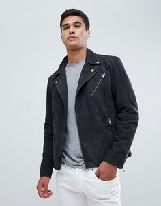 Кожаная байкерская куртка Selected Homme - Серый