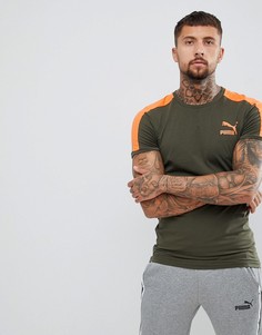 Зеленая обтягивающая футболка Puma T7 57635215 - Зеленый