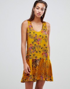 Свободное платье мини с цветочным принтом Sisley - Желтый