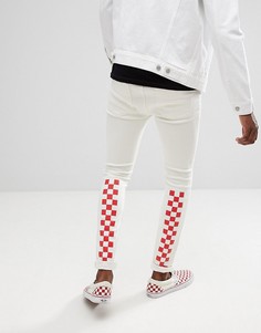 Белые джинсы скинни с красным шахматным принтом ASOS DESIGN - Синий