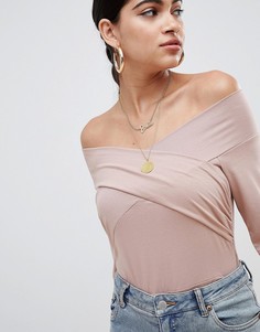 Боди с запахом ASOS DESIGN - Коричневый