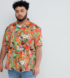 Красная oversize-рубашка с тропическим принтом и отложным воротником ASOS DESIGN Plus - Красный