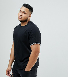 Черная свободная футболка с кантом на рукавах ASOS DESIGN Plus - Мульти