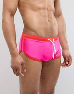 Розовые плавки с отделкой красным кантом ASOS DESIGN - Розовый