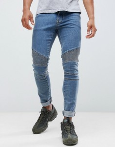Байкерские супероблегающие джинсы дымчато-синего цвета ASOS DESIGN - Синий