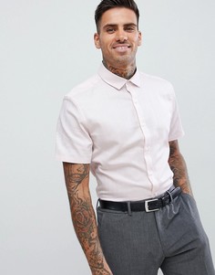 Розовая узкая эластичная рубашка с узором в елочку ASOS DESIGN Wedding - Розовый