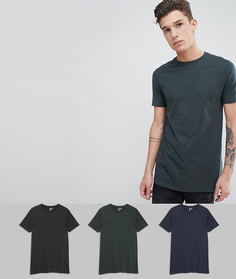 3 удлиненные футболки с круглым вырезом ASOS DESIGN Tall - СО СКИДКОЙ - Мульти