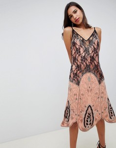 Декорированное платье-комбинация миди с кружевом ASOS DESIGN premium - Мульти