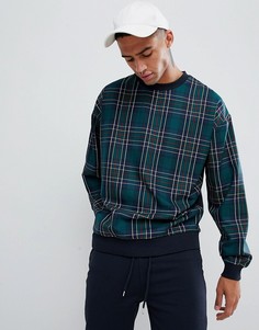 Oversize-свитшот в шотландскую клетку ASOS DESIGN - Темно-синий