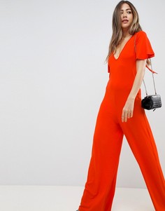 Комбинезон с рукавами клеш и поясом на спине ASOS DESIGN - Оранжевый