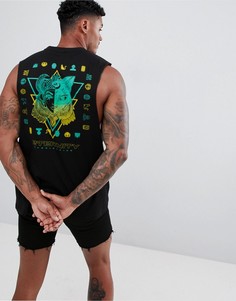 Футболка без рукавов с заниженной проймой и принтом ASOS DESIGN - Черный