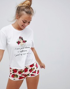 Пижама из шортов и футболки с принтом Фриды Кало ASOS DESIGN - Мульти