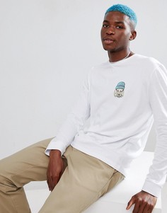 Свободный лонгслив с принтом ASOS DESIGN - Белый