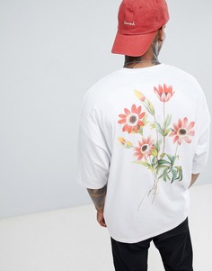 Oversize-футболка из плотной ткани с цветочным принтом ASOS DESIGN - Белый