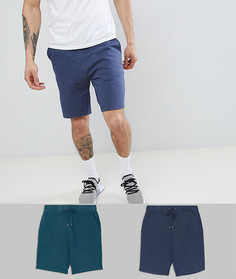 2 трикотажных шортов скинни (синий/джинсовый меланж) ASOS DESIGN - Мульти