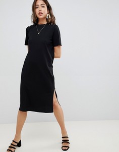 Платье-футболка миди с открытой спиной и люверсами ASOS DESIGN - Черный