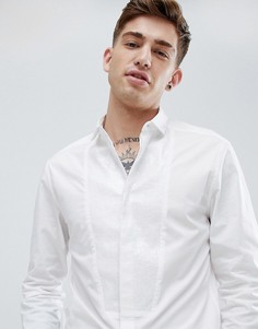 Белая приталенная атласная рубашка с отделкой пайетками на кокетке ASOS DESIGN - Белый