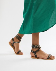 Кожаные сандалии с заклепками ASOS DESIGN - Черный