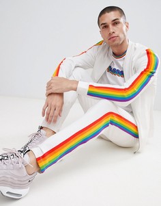 Зауженные джоггеры с радужными полосками по бокам ASOS DESIGN - Белый