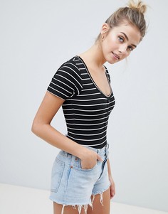 Боди в полоску с планкой на пуговицах ASOS DESIGN - Мульти