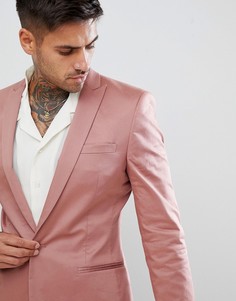 Розовый приталенный блейзер из хлопкового сатина ASOS DESIGN - Розовый