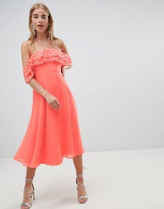 Платье мини с оборками и отделкой на лифе ASOS DESIGN - Розовый