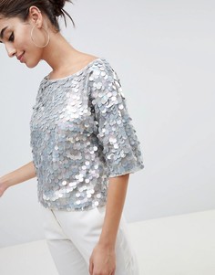 Oversize-футболка с пайетками ASOS DESIGN - Серый