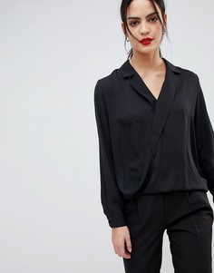 Топ с запахом и воротником ASOS DESIGN - Черный