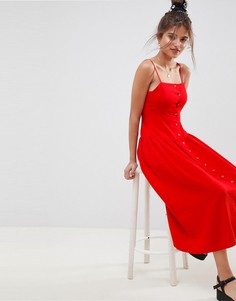 Платье макси на пуговицах с заниженной талией ASOS DESIGN - Красный