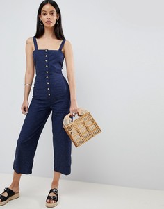 Джинсовый комбинезон на пуговицах ASOS DESIGN - Синий