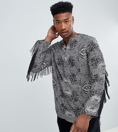 Фестивальная рубашка с принтом пейсли и бахромой ASOS DESIGN Tall - Черный