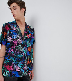Оversize-рубашка с отложным воротником и тропическим гавайским принтом ASOS DESIGN Tall - Черный