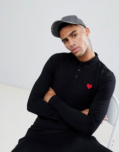 Обтягивающее поло с длинными рукавами и вышивкой ASOS DESIGN - Черный