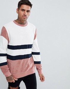 Махровый свитшот колор блок ASOS DESIGN - Розовый