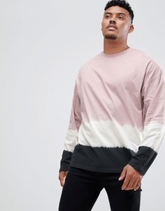 Розовая длинная oversize-футболка с эффектом деграде ASOS DESIGN - Розовый