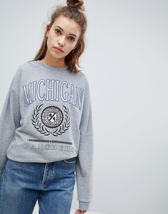 Серый свитшот с принтом Michigan ASOS DESIGN - Серый