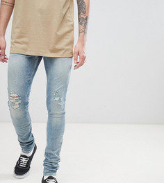 Синие джинсы скинни с рваной отделкой ASOS DESIGN Tall - Синий