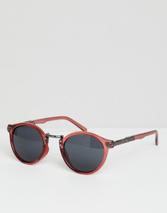 Винтажные солнцезащитные очки в круглой бордовой оправе ASOS DESIGN - Красный