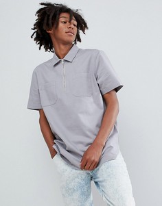 Серая oversize-рубашка с короткой молнией ASOS DESIGN - Серый